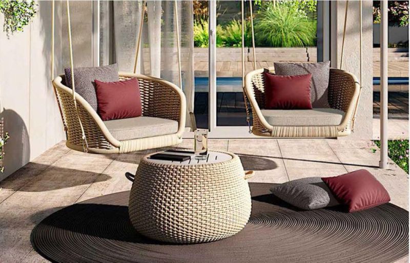 Zhida Garden Furniture Hot Sell Hotel Outdoor Modern Hanging Rattan Chair Leisure Wicker Home Villa Patio Swing Chair Bed