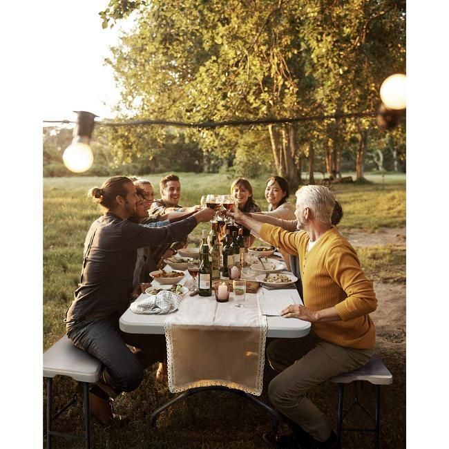 Rectangle Catering Suitcase Sturdy While Plastic Folding Table for Banquet