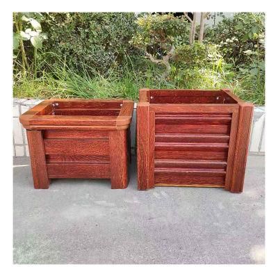 Outdoor Steel Imitated Wooden Planter Box Street Pots Outdoor