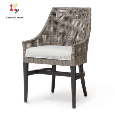 Restaurant Aluminium Frame Poly Rattan Metal Bar Dining Chair