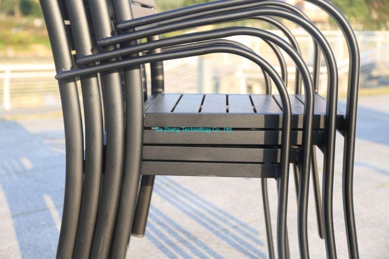 Metal Garden Armchair Garden Furniture Aluminum Patio Stacking Outdoor Stool Polywood Chair for Sale