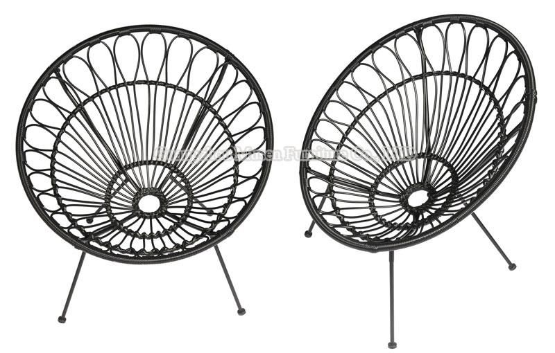 Patio Poly Rattan Metal Modern Style Egg Shape Moon Seat Set Acapulco Chair