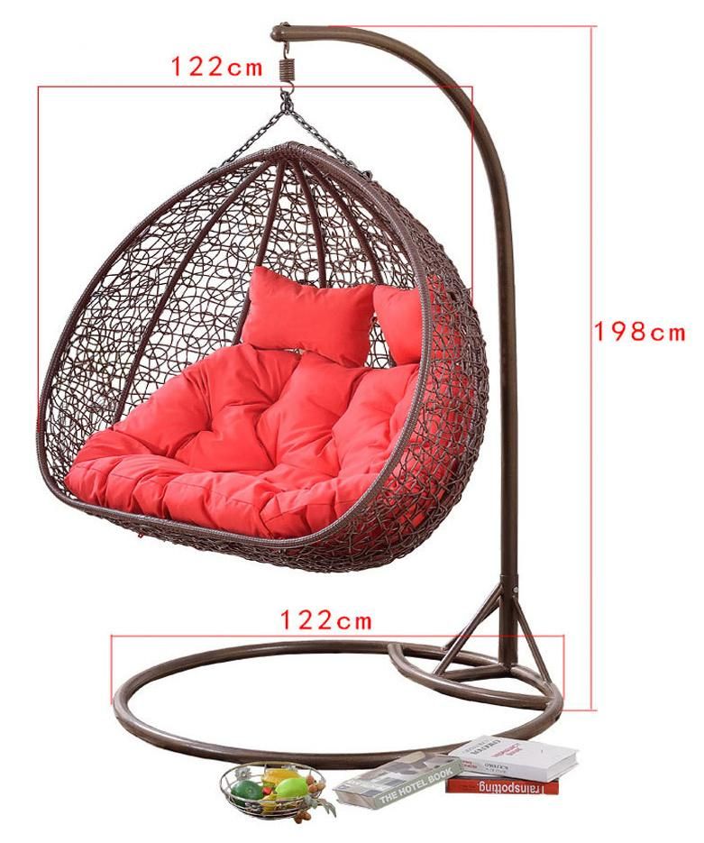 Leisure Outdoor Garden Double Plastic Rattan Egg Hanging Swing Chair