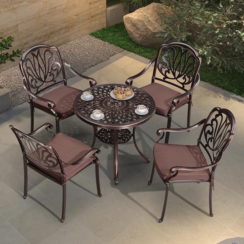 BBQ Garden Patio Table and 4 Chair Set Cast Aluminium BBQ Furniture Cast Garden Furniture Sets