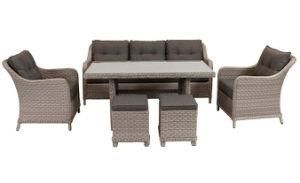 Outdoor Garden Rattan Wicker Furniture Conversation Sofa Set with Footstool