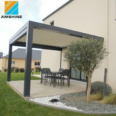 Electric Patio Awnings Outdoor Louvered Roof System Aluminium Gazebo Bioclimatic Pergola with Double-Layer Louvers