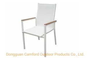 Contemporary Dining Chair / with Armrests / Stackable / High Back/Garden/ Textilene