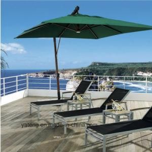 Teak Armrest Stackable Outdoor Pool Side Aluminum Cheap Chaise Lounge Set with Slings for Seat&Back (YT321)