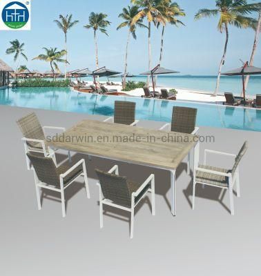 New Arrival Patio Furniture Brushed Aluminum Poluwood Dining Set