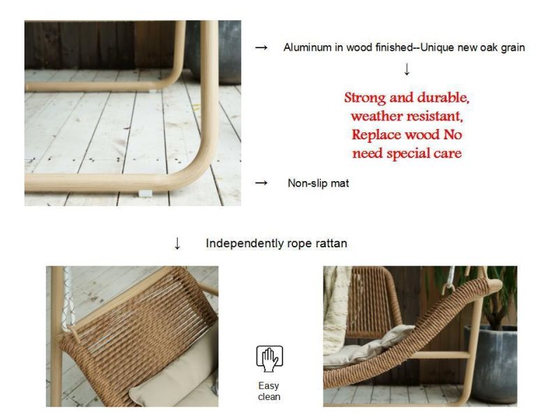 Aluminium PE Rattan Outdoor Furniture Leisure Double Patented Swing Hanging Chair