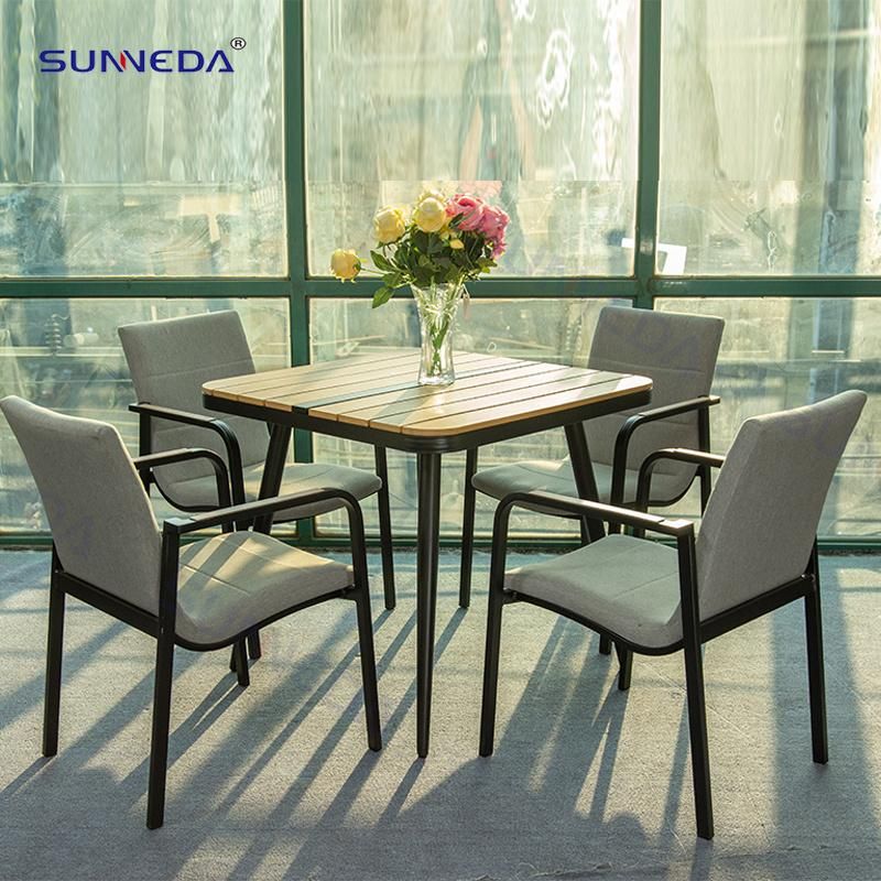 Courtyard Outdoor Plastic Wood Dining Table Set Dining Chair
