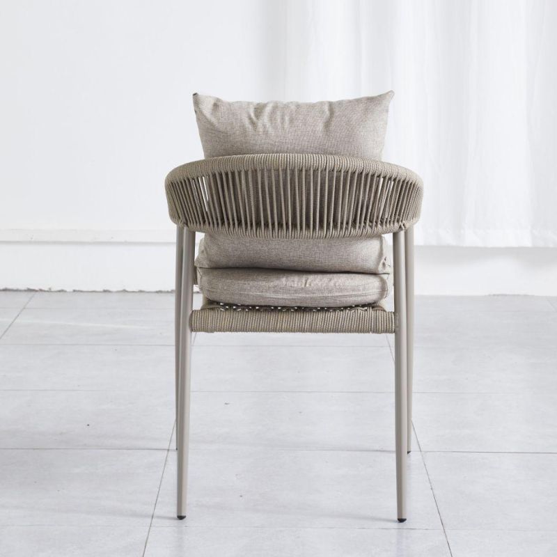 New Design Patio Chair Leisure Courtyard Rope Weave Chair Good Quality UV-Resistant Aluminum Garden Chair