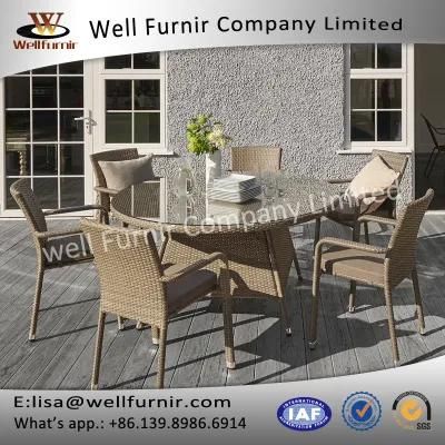 Wf Patio 6 Arm Seater Round Rattan Dining Set (T-050)