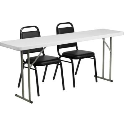 Gray Powder Coated Locking Legs Training Table Set with Protective Floor Caps