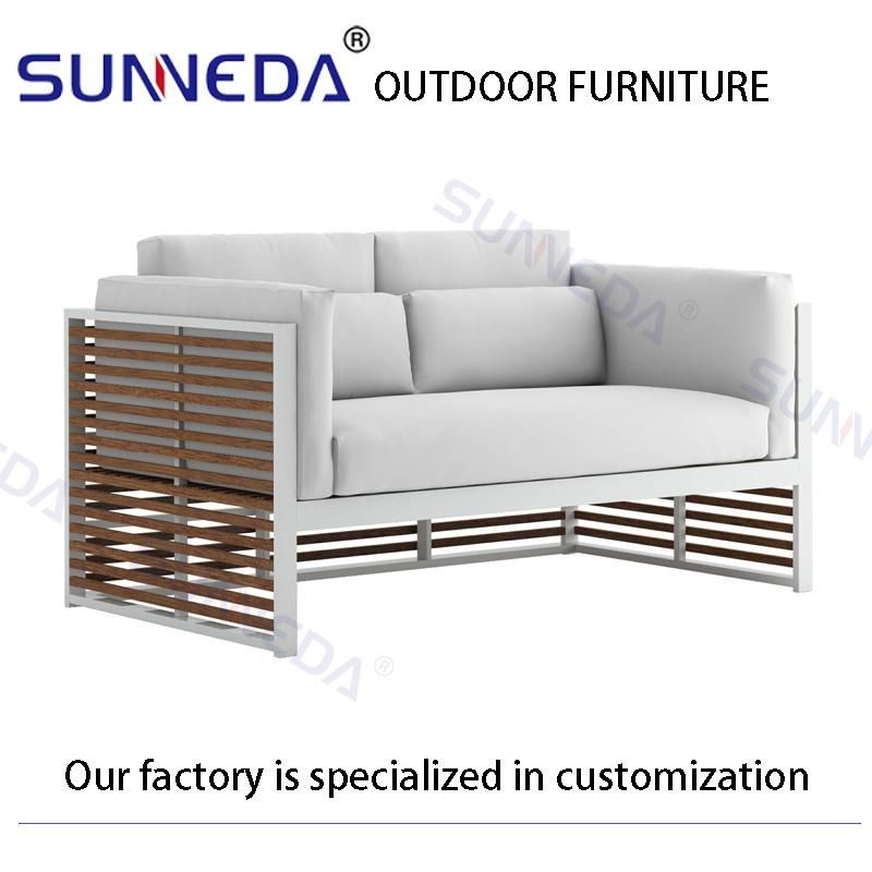 Eco-Friendly Outdoor Furniture Yard Furniture Exterior Sofa with Square Teak