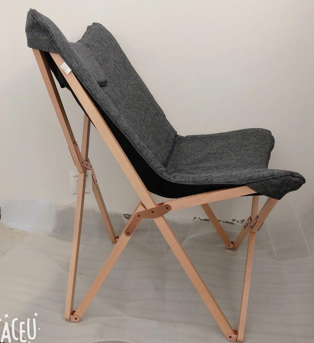 Wholesale Factory Price Portable Folding Wood Imitated Linen Fabric Folding Chair