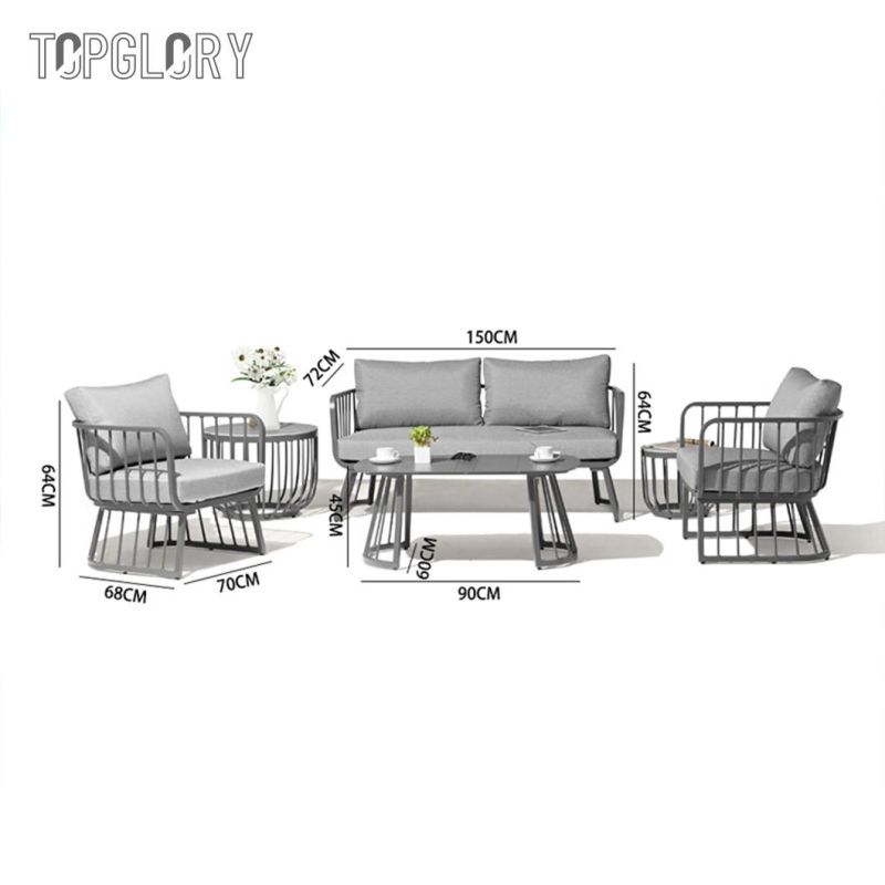 Wholesale Modern Outdoor Aluminum Frame Fabric Cushion Sofa Set