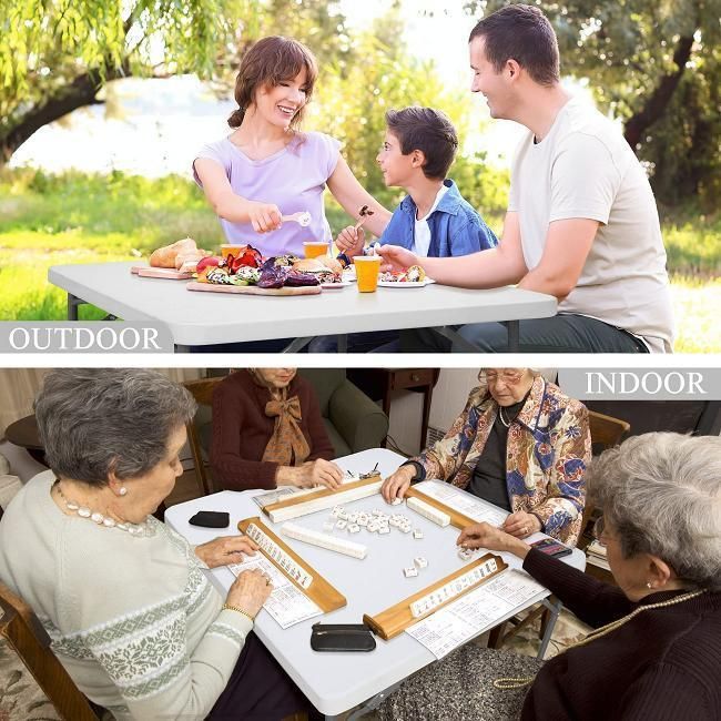 Plastic Outdoor Indoor Kitchen Dining Portable White Square Folding Table
