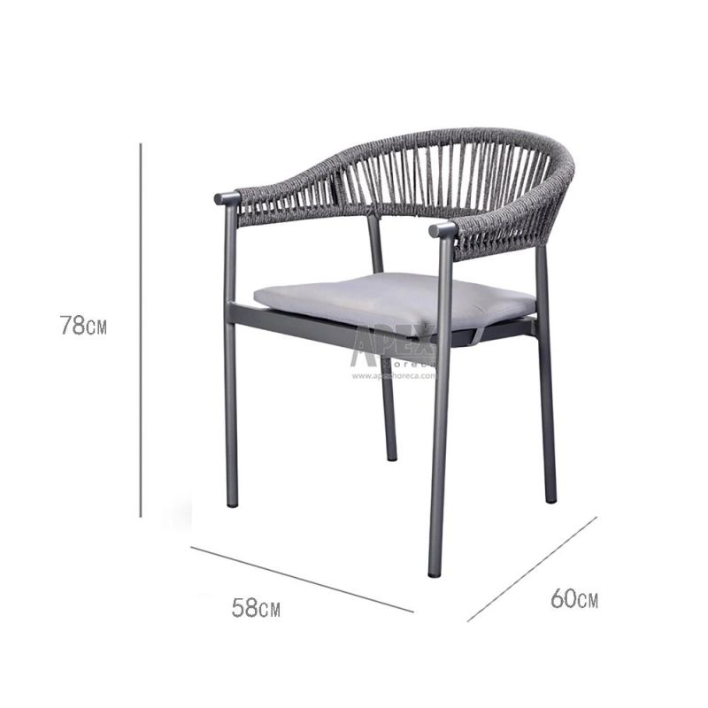 Aluminum Frame Woven Stacked Garden Patio Dining Chair Quality Wholesale