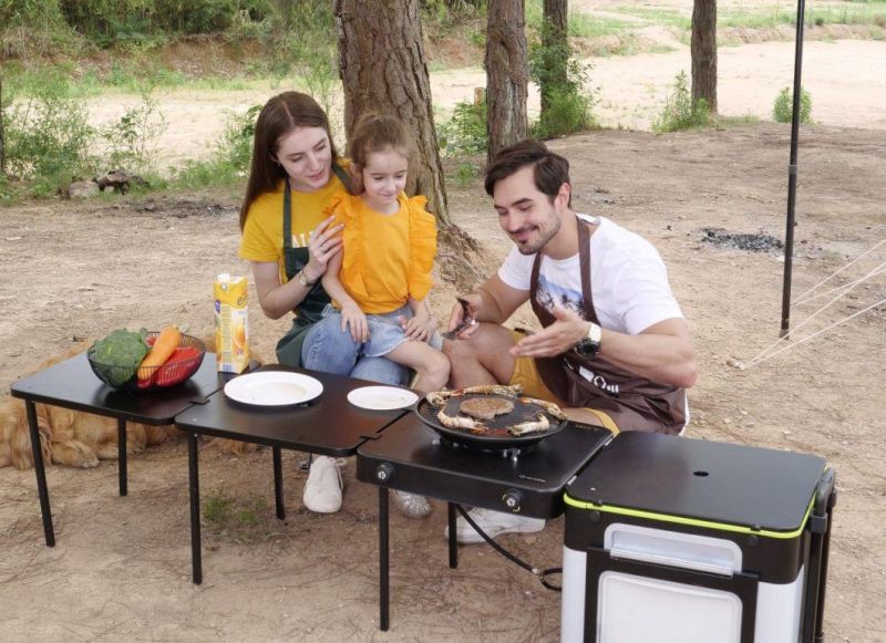 Eatcamp 2.0 Glamping Set Outdoor Camping Mobile Kitchen BBQ Grill with Foldable Table