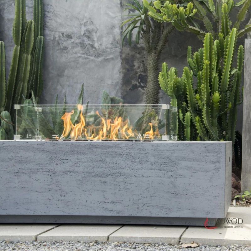 Rectangle LPG Cast Concrete for Patio Deck Natural Gas Conversion Kit Fire Pits Tables