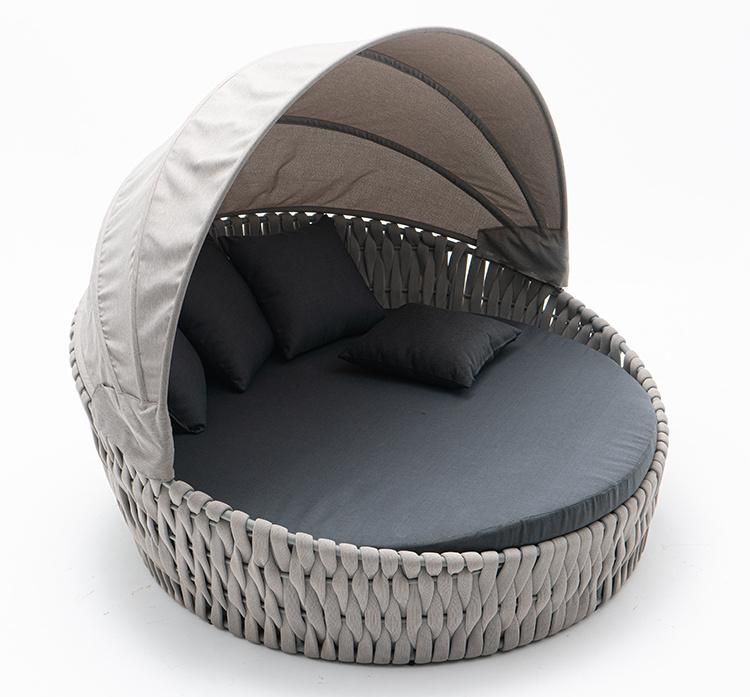 Modern Luxury Hotel Garden Aluminum Rope Chaise Lounge Daybed Sunbed Outdoor Furniture