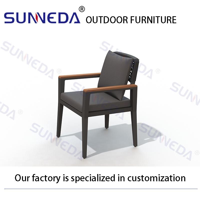 Outdoor Rattan Furniture Modern Garden Aluminum Dining Table Chair Sets