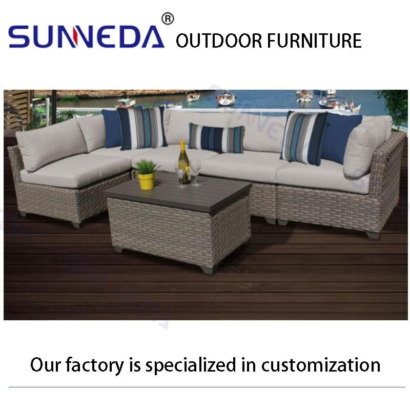 Outdoor Aluminum Alloy Rattan Tea Table with Tarpaulin Cushion