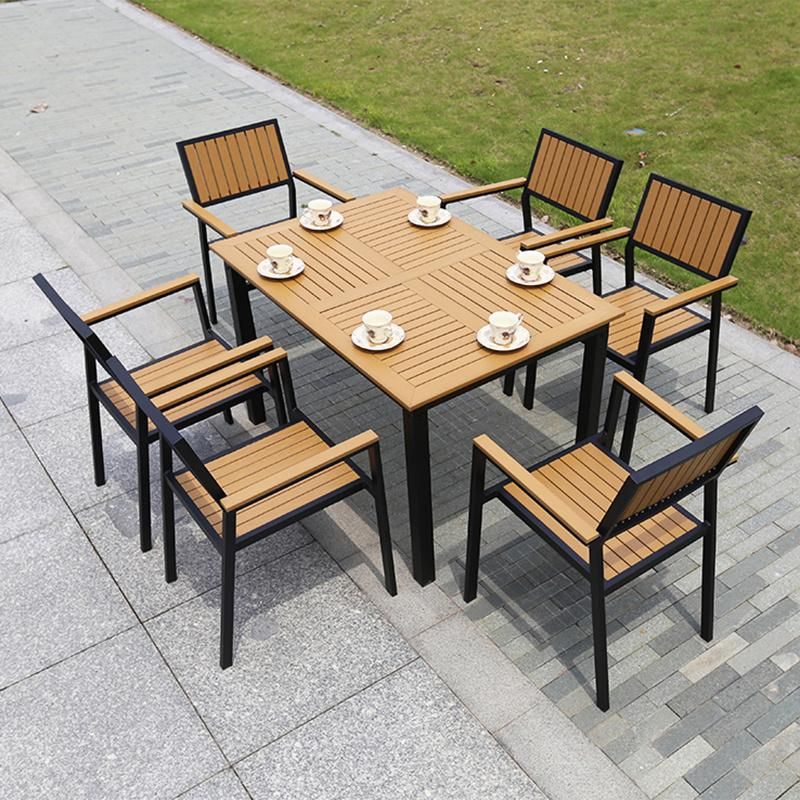 Hot Sale Aluminum Frame Plastic Wood Patio Garden Outdoor Furniture Dining Chair