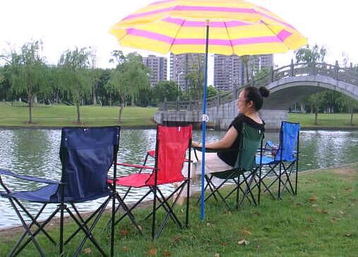 Folding Leisure Garden Chair with Mug Holder & Armrest Folding Camping Chair