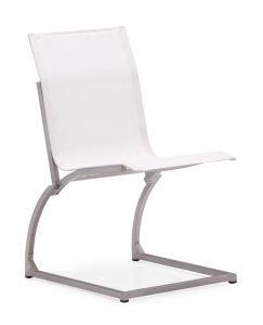 White Textilene Outdoor Dining Chair Armless