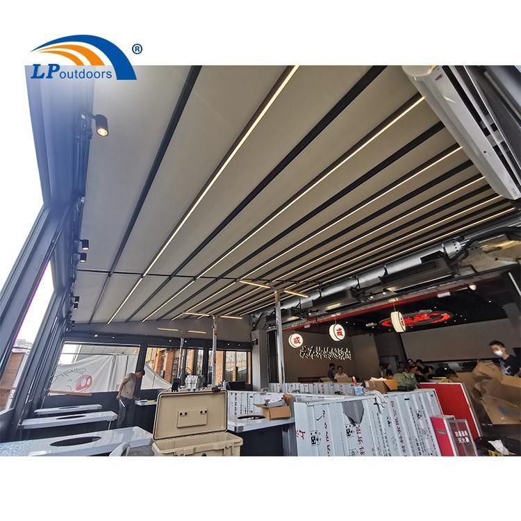 Coffee Bar Powder Coated Aluminum Intelligent Pub Pergola Automatic Shutter Roof Patio for Outdoor Space
