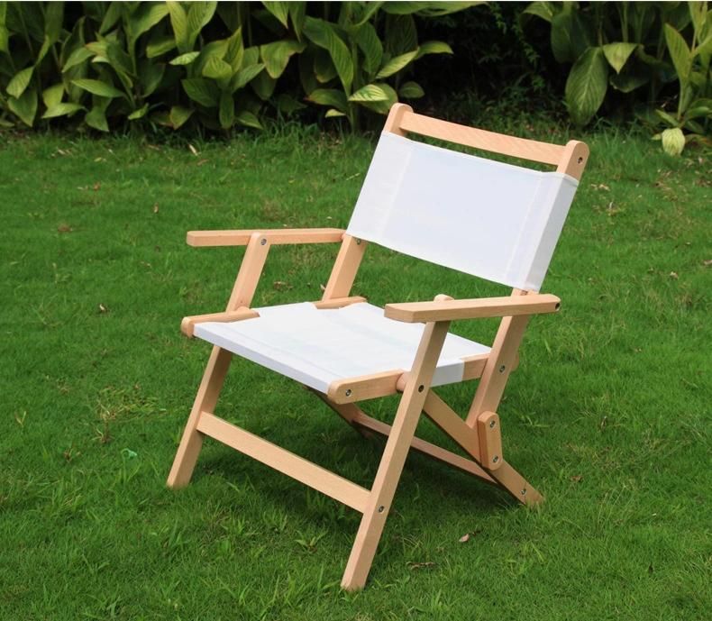 Wooden Outdoor with Polyester Fabric Folding Beach Chair