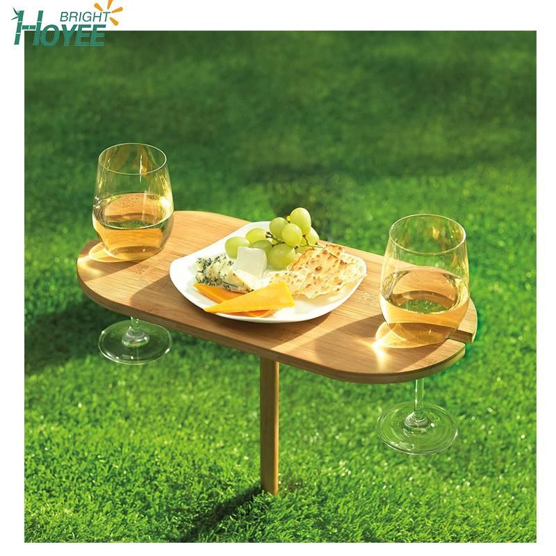 Outdoor Wine Holder Bamboo Table