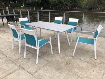 Unfolded Outdoor Table and Bench Seats Counter Height Patio Set