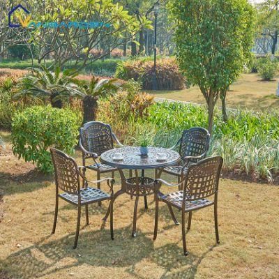 4 Seaters Outdoor Garden Patio Furniture Luxury Conversation Set Cast Aluminum with Round Table