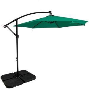 Sunshade Offset Cantilever Outdoor Solar LED Light Parasol Umbrella