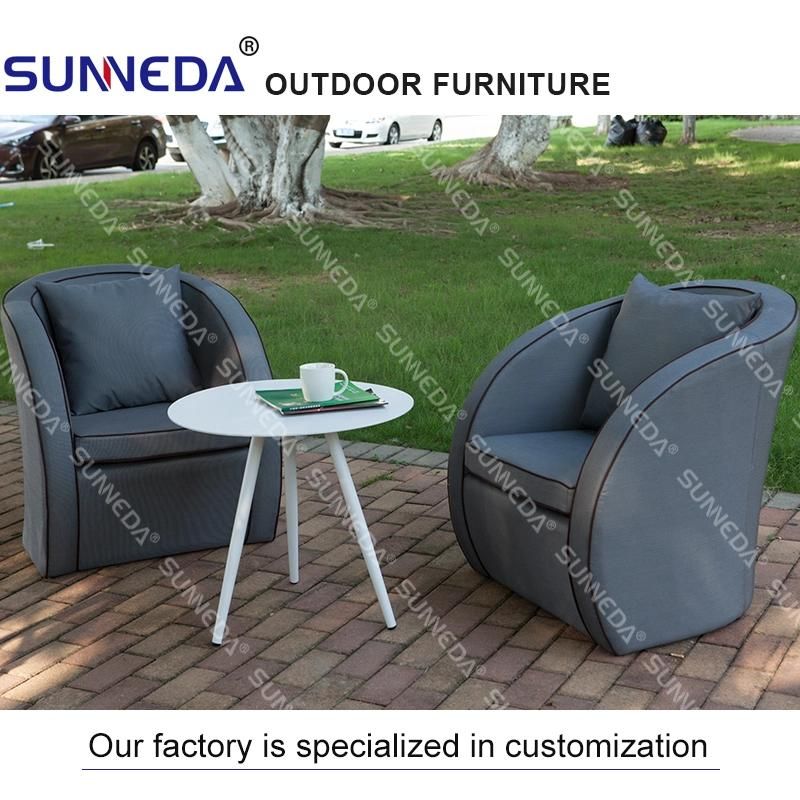 Simple Modern Garden Furniture Single Sofa Set with Tea Table Comfortable Sofa with Cushion