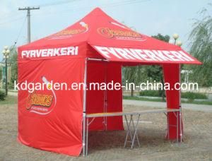 Folding tent with rolling flap and foling table