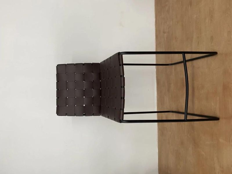 Retro Style Commercial Outdoor Bar Furniture Leather Metal Legs High Bar Stool with Back
