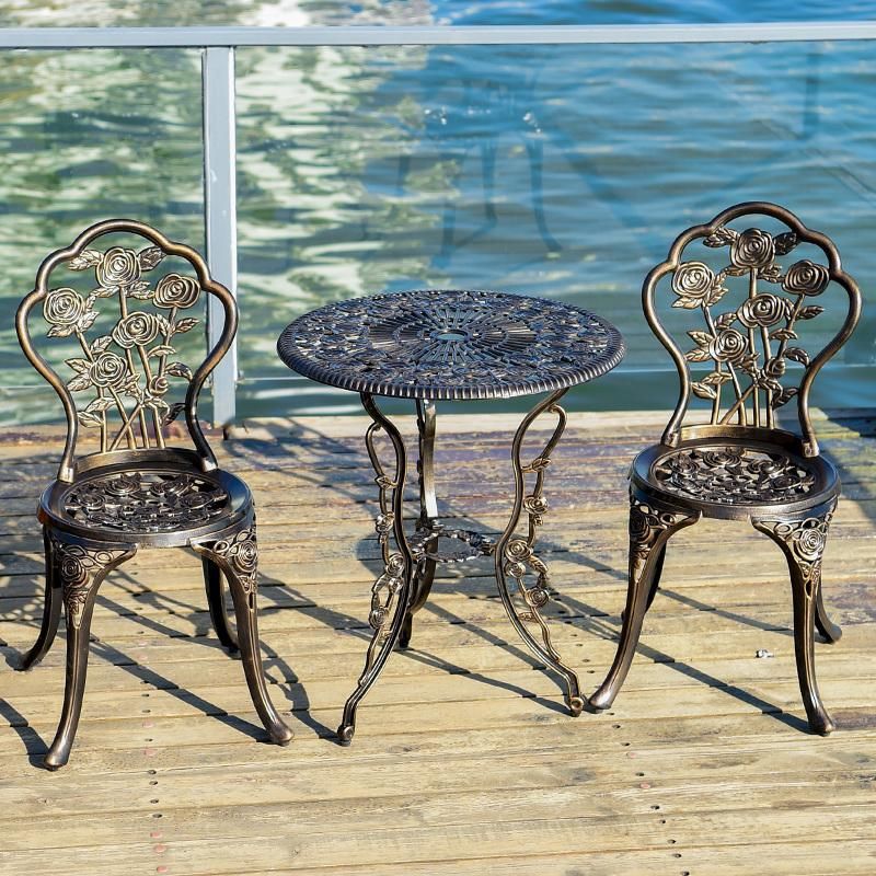 Unfolded and Garden Use Outdoor Cast Aluminum Table Set Furniture