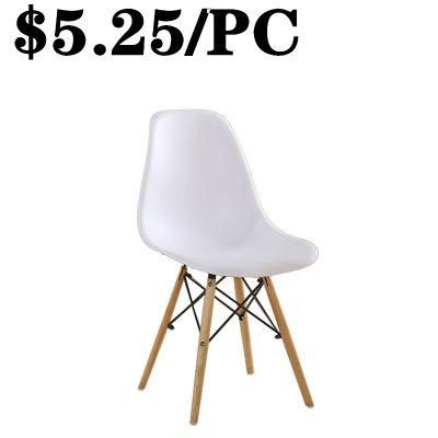 Living Room Dining Restaurant Plastic with Wood Legs Chair