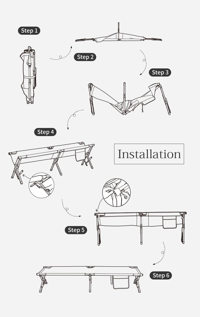 Hot Sale Wood Coating Steel Metal Portable Folding Bed Garden Bed