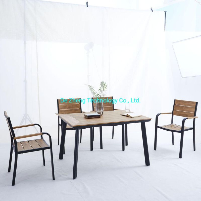 High Quality Aluminum Outdoor Garden Dining Wood Bar Table Set for Garden Restaurant