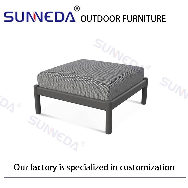 Outdoor Three-Seater Sofa with Tarpaulin Cushions and Teak Coffee Table