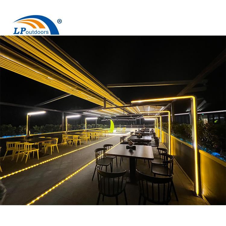 Coffee Bar Powder Coated Aluminum Intelligent Pub Pergola Automatic Shutter Roof Patio for Outdoor Space