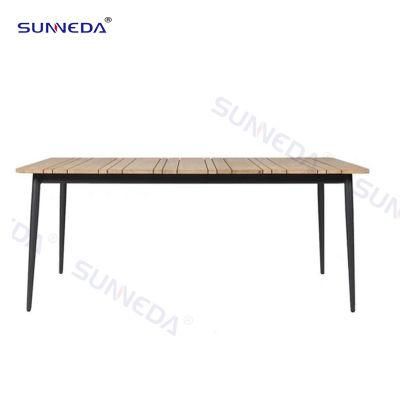 Factory Custom Aluminum Frame with Teak Wood Outdoor Table