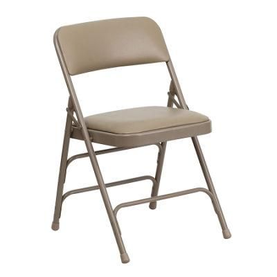 Beige Color Outdoor Camp Beach Folding Metal Steel Chair with Pad