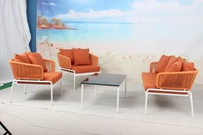 Aluminum Frame Woven Rope Round Sofa Set Garden Patio Sofa Set Rattan Outdoor Furniture