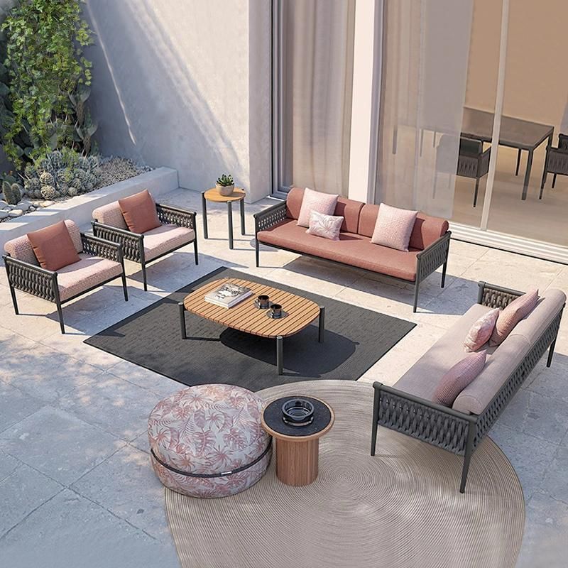 Outdoor Sofa Combination Villa Courtyard Garden Rattan Table and Chair